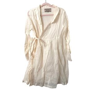 LES OURS Peasant Wrap Dress Parisian White Medium